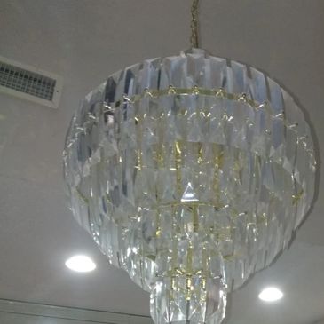 Install in hight ceiling chandelier