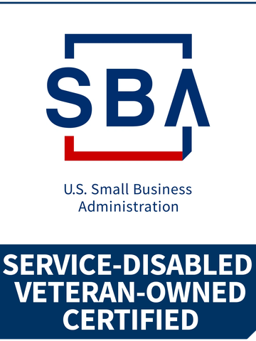 Logo of U.S. Small Business Administration for service-disabled veteran-owned certification.