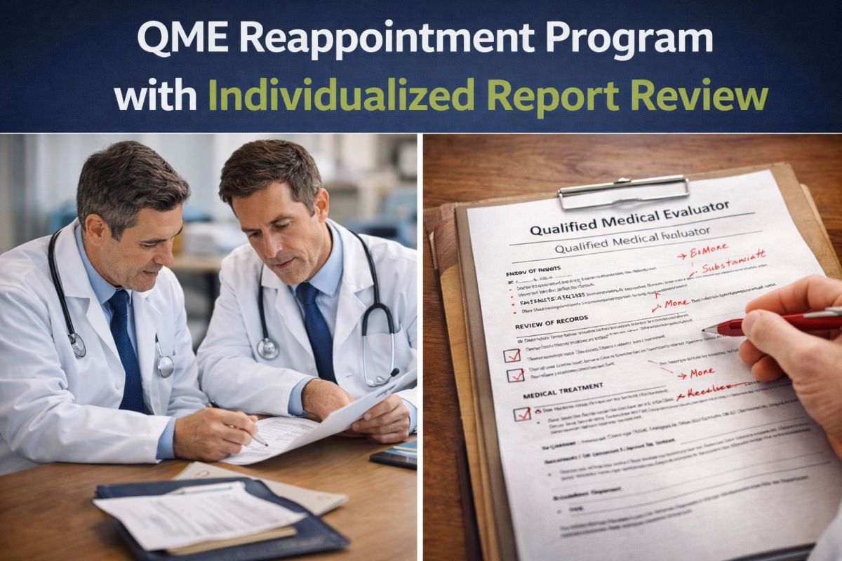Sample Qme Report.pdf QME REAPPOINTMENT PROGRAM WITH INDIVIDUALIZED REPORT REVIEW - 16 HOURS