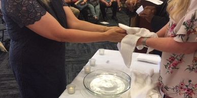 Washing of the hands ceremony at CPE graduation and board certification for professional chaplains