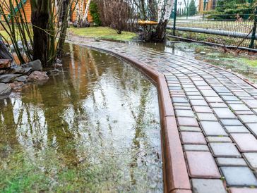 Flooded residential yard