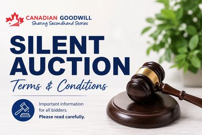 Silent auction terms and conditions by Canadian Goodwill.