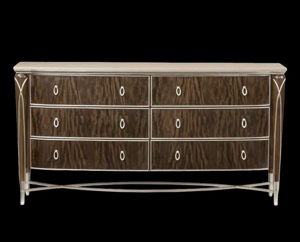 AICO Michael Amini Villa Cherie Storage Dresser - Hazelnut W 74" / D 19" / H 38" / 