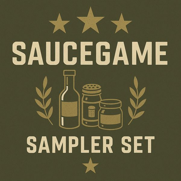 SauceGAME™ Sampler Set – bold small-batch sauces and seasonings from a Veteran-owned brand.
