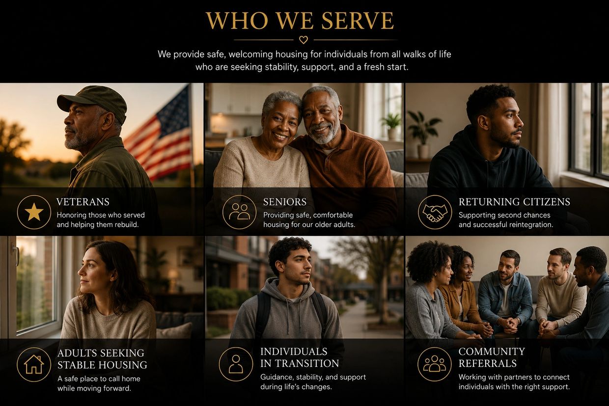 Housing support for veterans, seniors, returning citizens, and more.