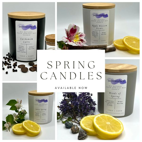 Spring Candles, Candles, spring scents, Spring decor, ceramic candles, vegan candle, vegan wax