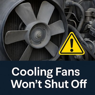 Vehicle engine cooling fan visible in front of radiator shroud