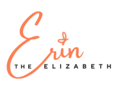 The Erin Elizabeth logo with Erin in coral coloring and swooping font. The and Elizabeth in black.