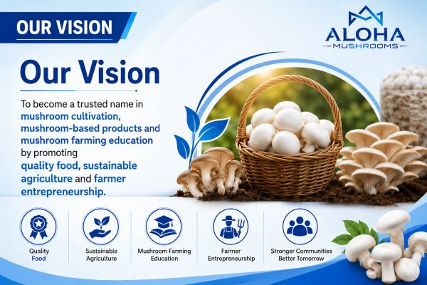 Aloha Mushrooms' vision for sustainable mushroom cultivation and community growth.