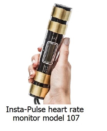 Insta-Pulse heart rate monitor model 107.
Portable version of the model 105.