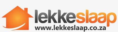 Lekkeslaap logo with website URL in orange and black.