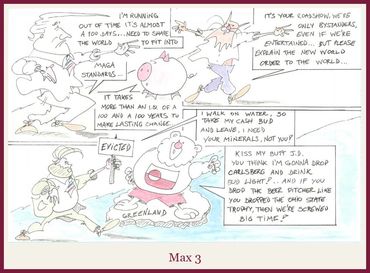 Comic strip with a character ranting about world issues and personal frustrations.