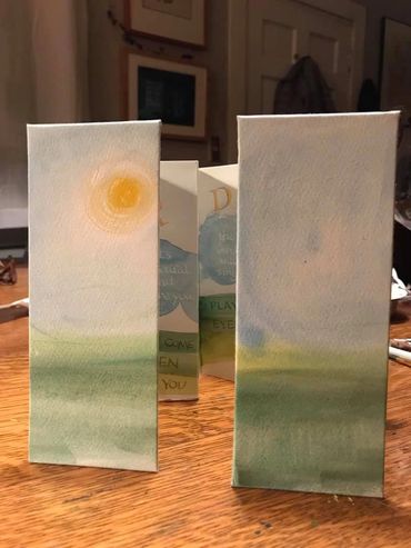 Accordion book with watercolor.