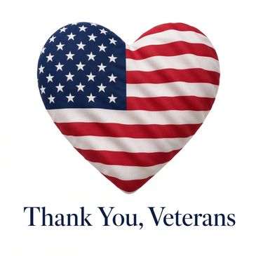 Thank you, Veterans heart-shaped American flag