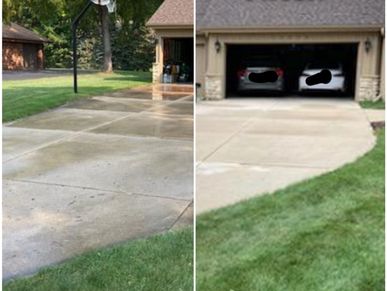 Pressure-wash driveway, Jansen's Pressure Washing, Exterior Cleaning, Oil Removal, Rust Removal