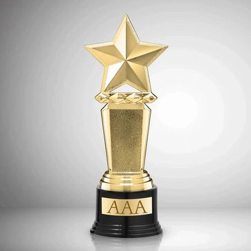 Gold star trophy with AAA plaque on a black base.