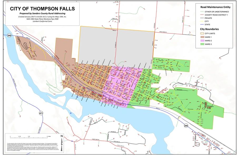 Thompson Falls Mt Map City Of Thompson Falls