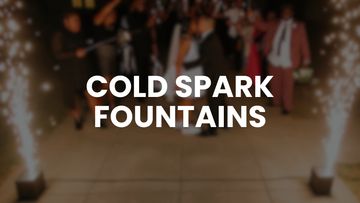 Cold spark fountains light up a celebration with sparkling effects.