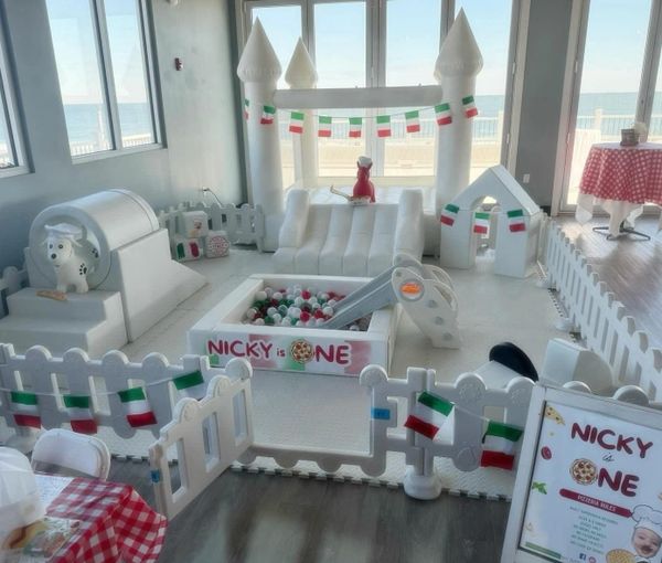 Italian themed soft play with bounce house and ball pit