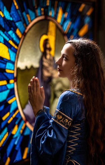 Stunning woman: timeless elegance captured: Stained Glass