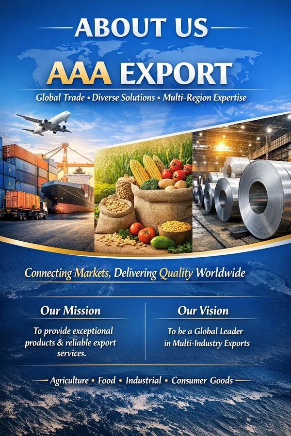 AAA Export excels in global trade, offering diverse solutions across agriculture, food, industrial, and consumer goods sectors.
