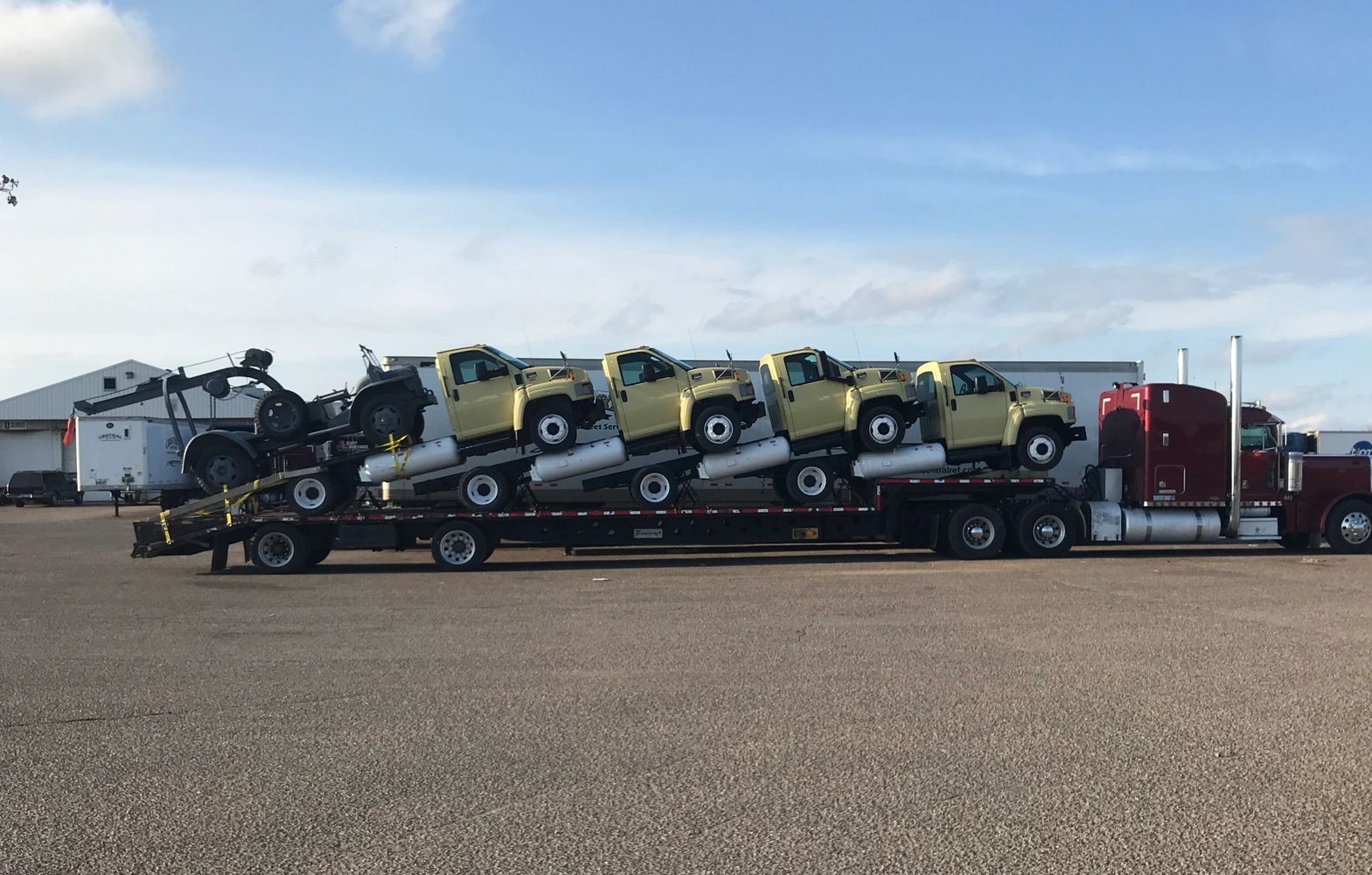 Trucks that are sold and ready to go out.
