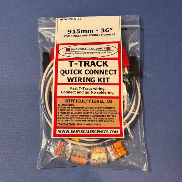 T-Track Quick Connect Wiring Kit for model train setups, 915mm length.