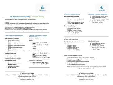 SA Water Innovation overview with pricing details for water quality projects in South Australia.