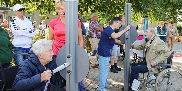 Senior citizens exercising in the park