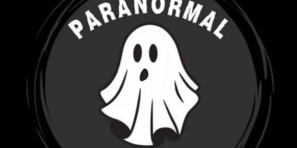 A cartoon ghost with 'PARANORMAL' text above on a black background.