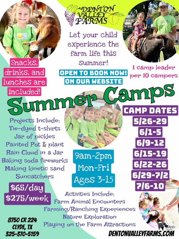 Denton Valley Farms Summer Camps offer farm life experiences with activities and projects for kids.