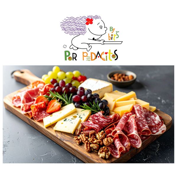 Charcuterie board with meats, cheeses, fruits, and nuts.