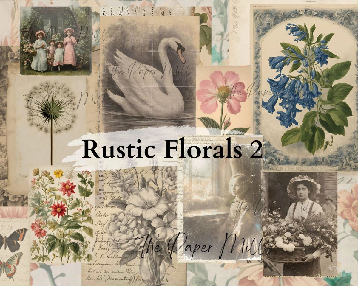 Rustic Floral 2, Junk Journal Printable Kit
