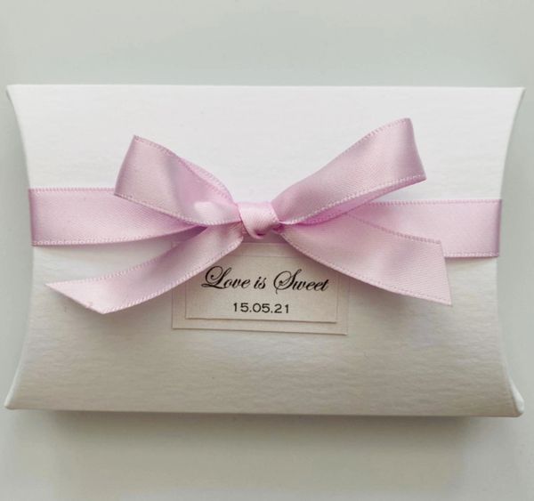 Wedding Stationery Pillow Box Favour with Pink Bow