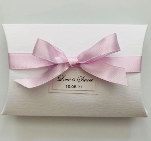 Wedding Stationery Pillow Box Favour with Pink Bow