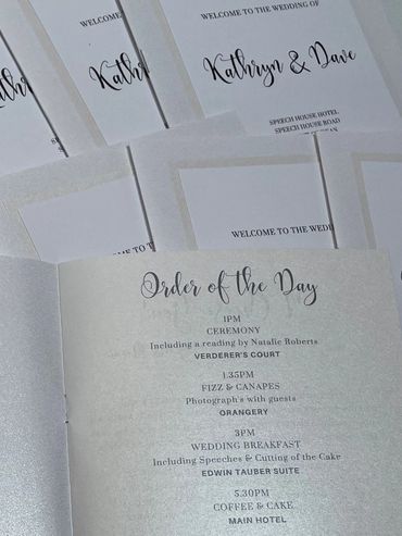 Inside page of wedding 'Order of Service' booklet.