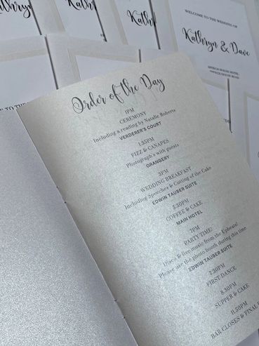 Inside page of wedding 'Order of Service' booklet.