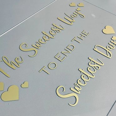 Clear Acrylic Wedding Sign with Gold Vinyl lettering