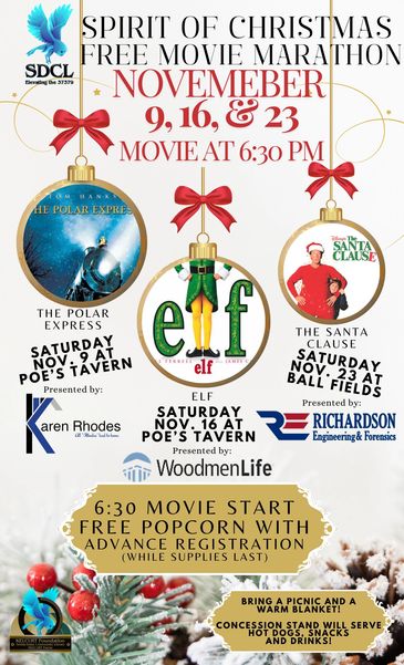 Free Christmas movie marathon in November with The Polar Express, Elf, and The Santa Clause.
