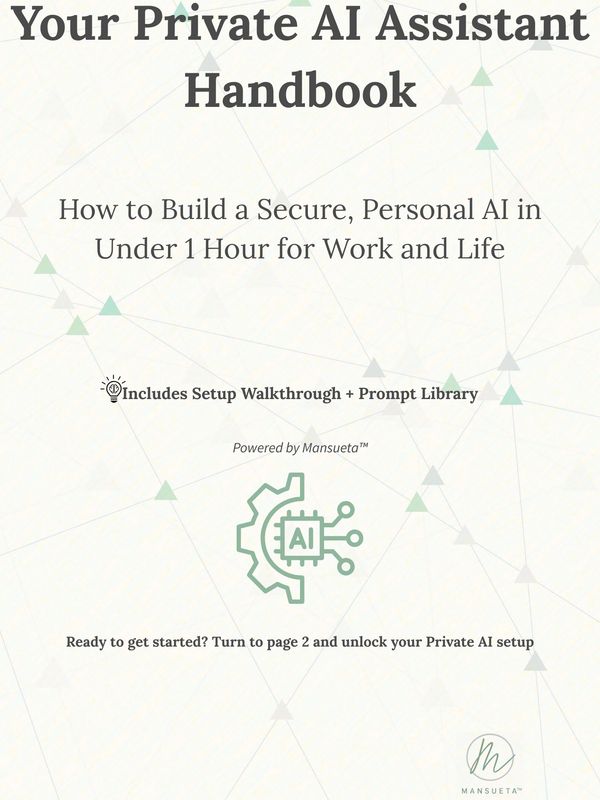 Book cover of The AI Assistant Handbook, an ebook guide for entrepreneurs and virtual assistants on 