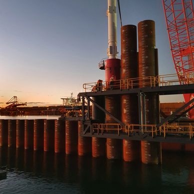 Piling for land-backed wharf in Port Hedland, Pilbara WA