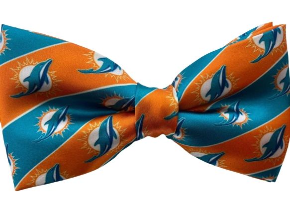 Miami Dolphins bow tie, New! Men! handmade Miami Dolphins clip-on bow tie