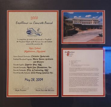 Excellence in Concrete Award for Driveway and parking lots completed at The Lucy School, Middletown