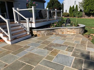 Flagstone Patio with Stone garden Wall
