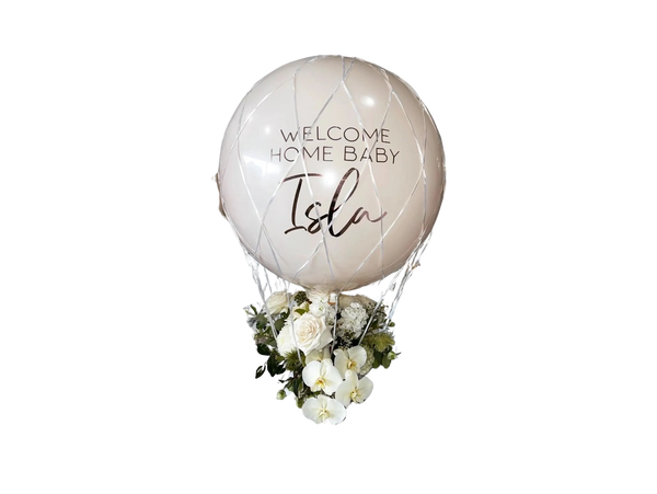 Hot air balloon design Balloon with decal flowers, new baby, mothers day, birthday,