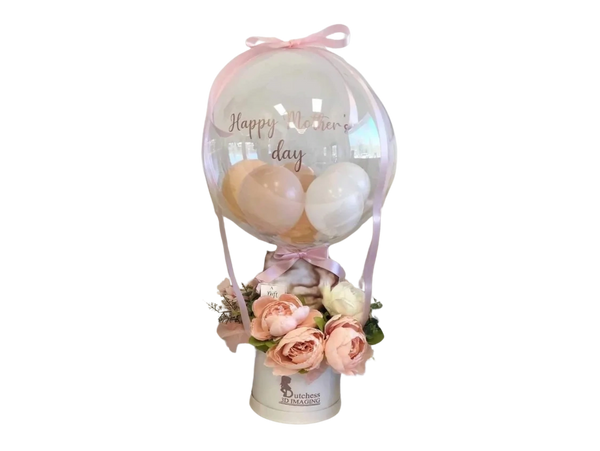 Hot air balloon design Balloon with decal flowers, new baby, mothers day, birthday,