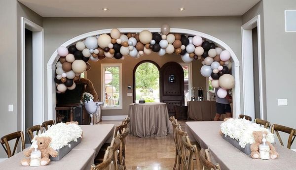 Natural tone Teddy Bear theme Birthday Balloon garland arch 