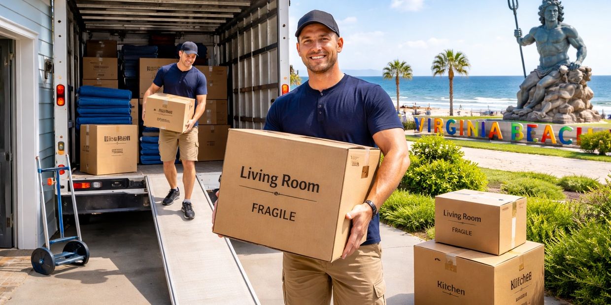 Moving help virginia beach va loading uhaul truck.