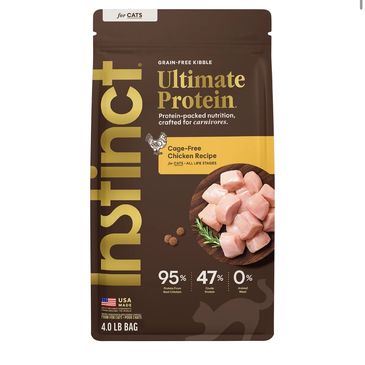 Bag of Instinct Ultimate Protein cat food, chicken recipe.