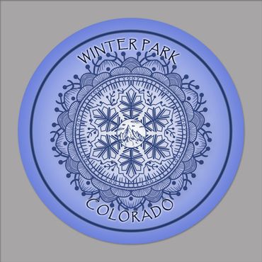 Snowflake Mandala blue/white 3" round sticker